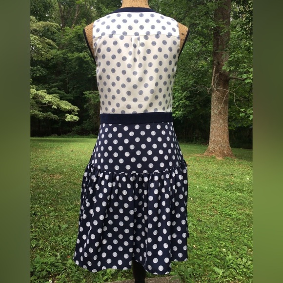 J. Crew Navy and White Polka Dot Dress Size 8 like New!! Beautiful! - Picture 3 of 10